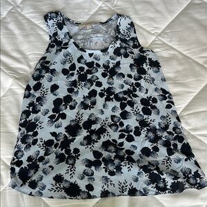 LOFT navy and light blue Floral Tank Top
